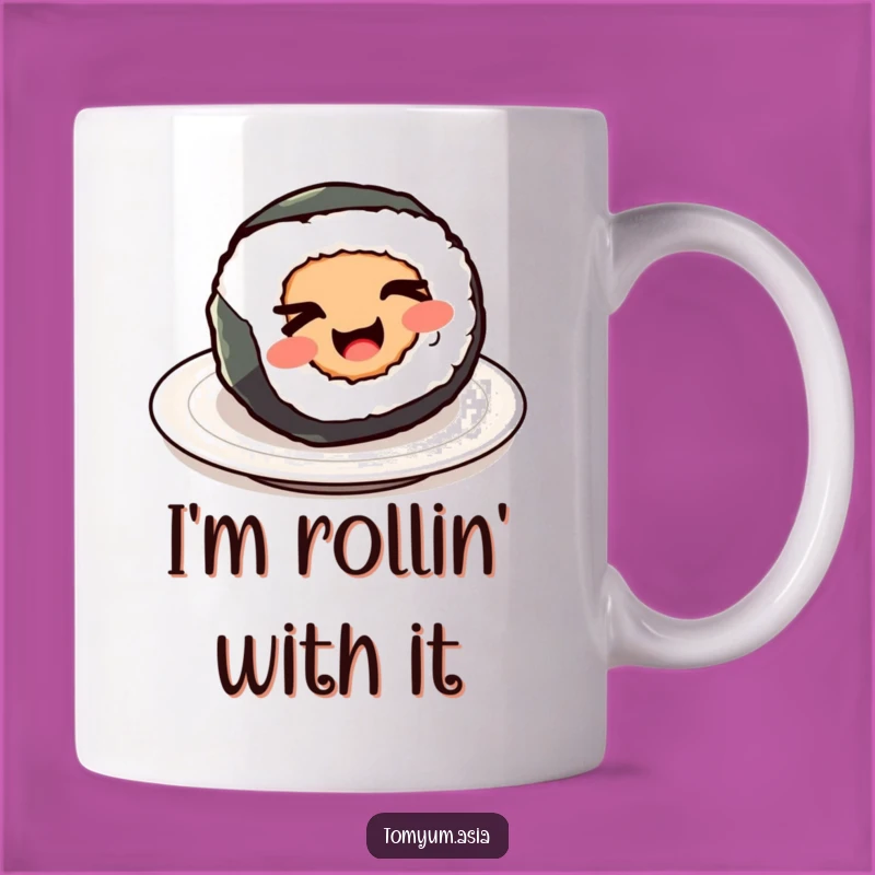 Funny Kawaii Sushi Roll Wink Mug: A Hilarious Gift for Sushi Lovers