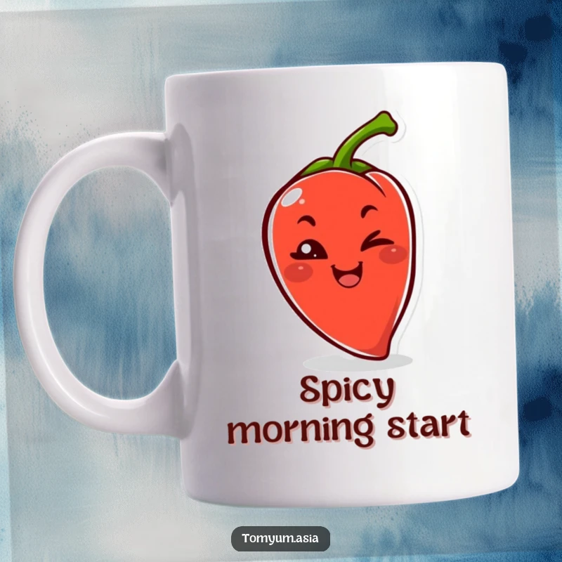 Funny Kawaii chili pepper playfully winking with a mischievous grin, adding spice and humor.