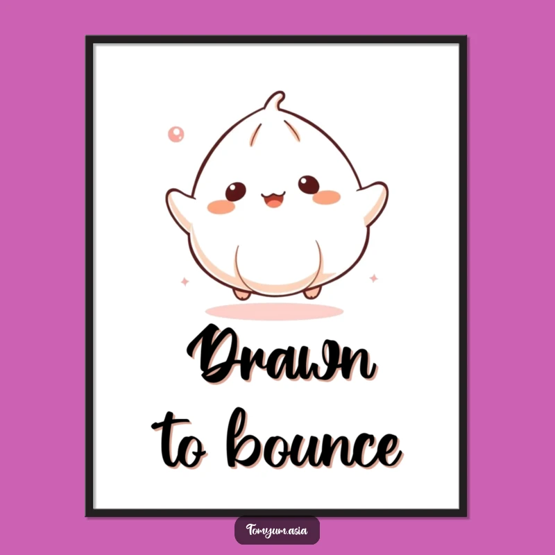 Funny Kawaii Dumpling Bounce Digital Art: Instant Joyful Decor