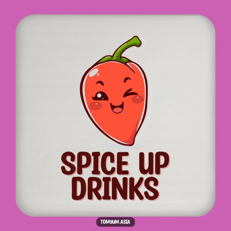Funny Kawaii Chili Pepper Wink Coaster Set: Add Some Zing