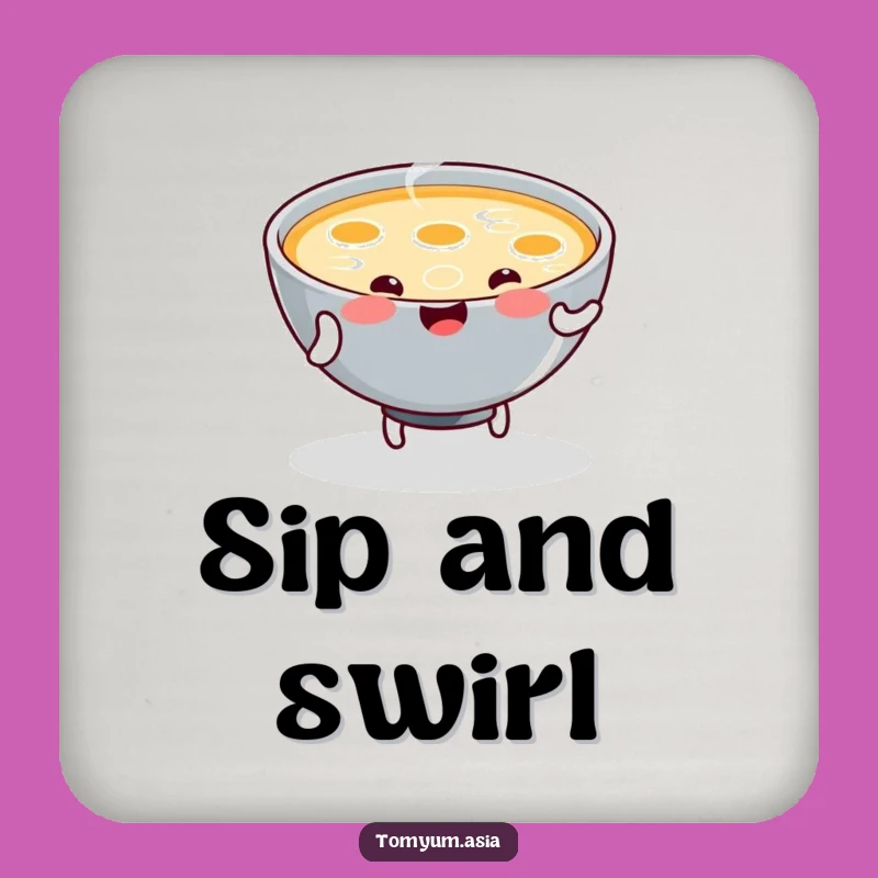 Funny Kawaii Soup Coaster Gift: Protect Surfaces with Dancing Soup