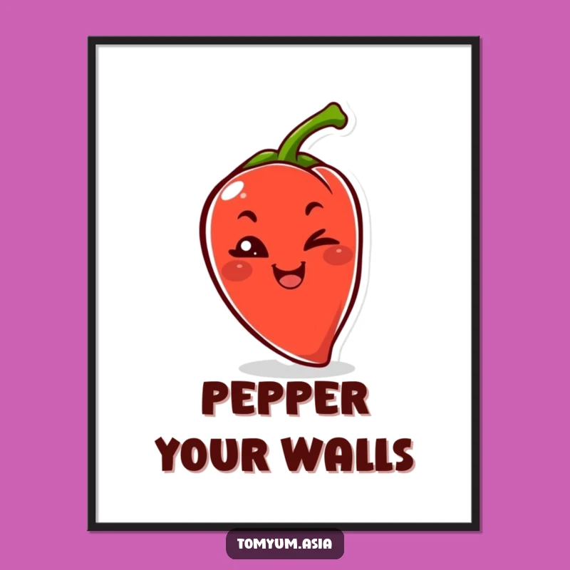 Funny Kawaii Chili Pepper Wink Poster: Decorate with Spice