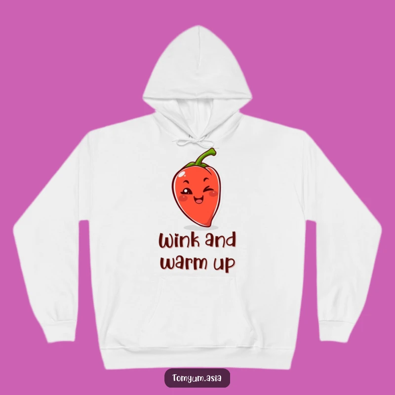 Cozy Funny Kawaii Chili Pepper Wink Hoodie: Warmth with a Kick