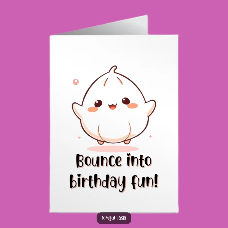Free Printable Birthday Card: Bouncy Kawaii Dumpling Fun for a Joyful Celebration