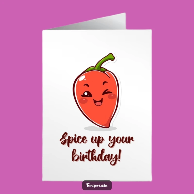 Free Printable Birthday Card: Spicy Kawaii Chili Pepper Wink for a Fiery Celebration