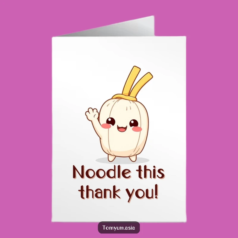 Free Printable Thank You Card: Cheerful Kawaii Noodle Wave of Gratitude